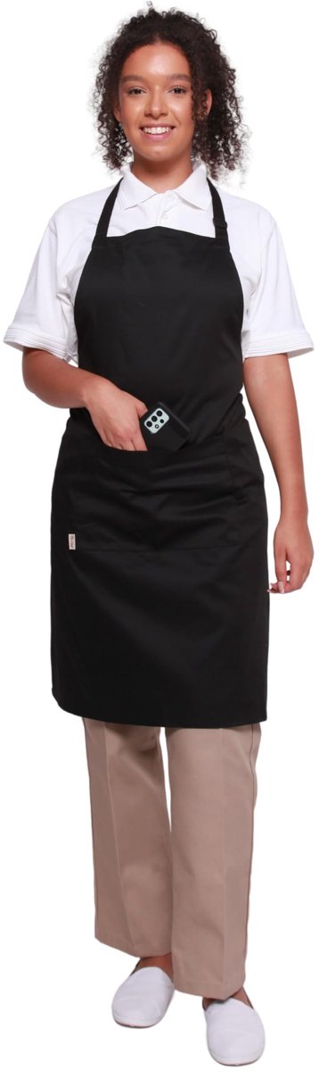 Dailygoods - Unisex Chefs Bib Schort met Pocket - Zwart