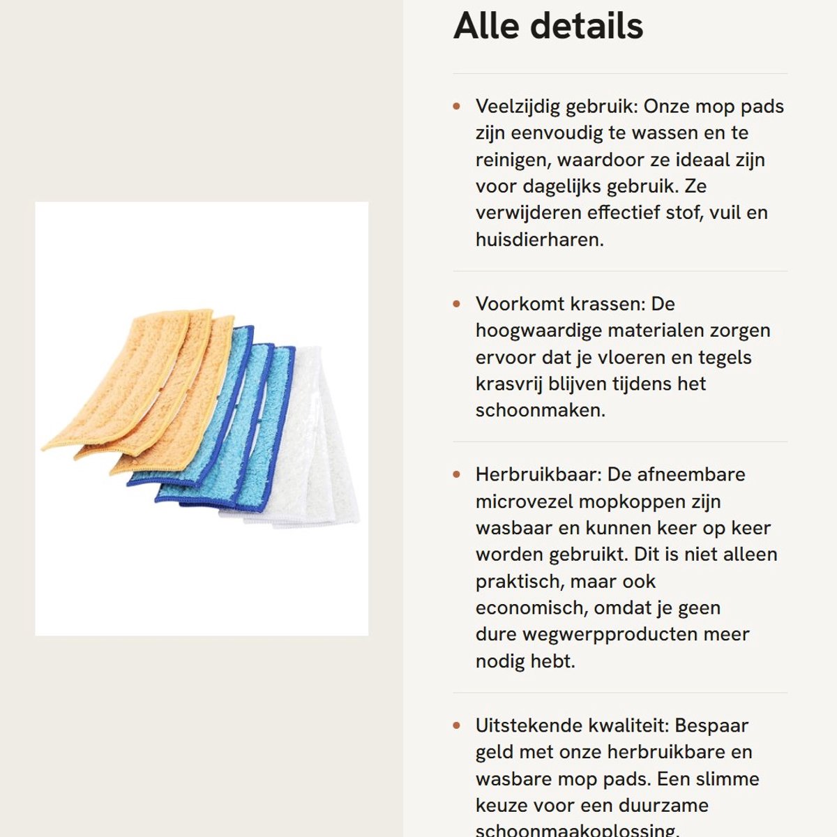 Dailygoods- Mop Pads 9-Stuks Set - Wasbare Microvezel - Herbruikbaar - Sterke Hechting - Voor Robotstofzuiger - Voorkomt Krassen - Mopdoek