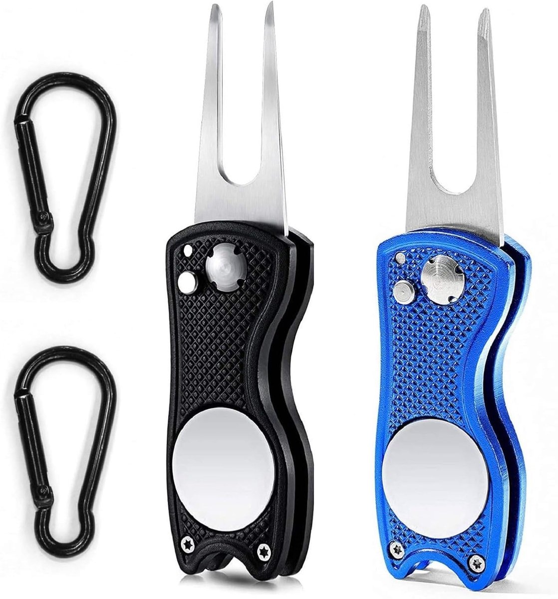 Golf Repair Pitch Gable 2-delig met Carabiner, Switchblade voor Divots en Golfaccessoires van Aluminium