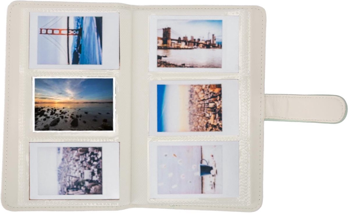 Dailygoods- Fotoalbum met 96 Vakken - Mini Fotoalbum - 3 Inch Fotoalbum - PU Materiaal - Mintgroen - Capaciteit 96 Foto's - Fotoboek