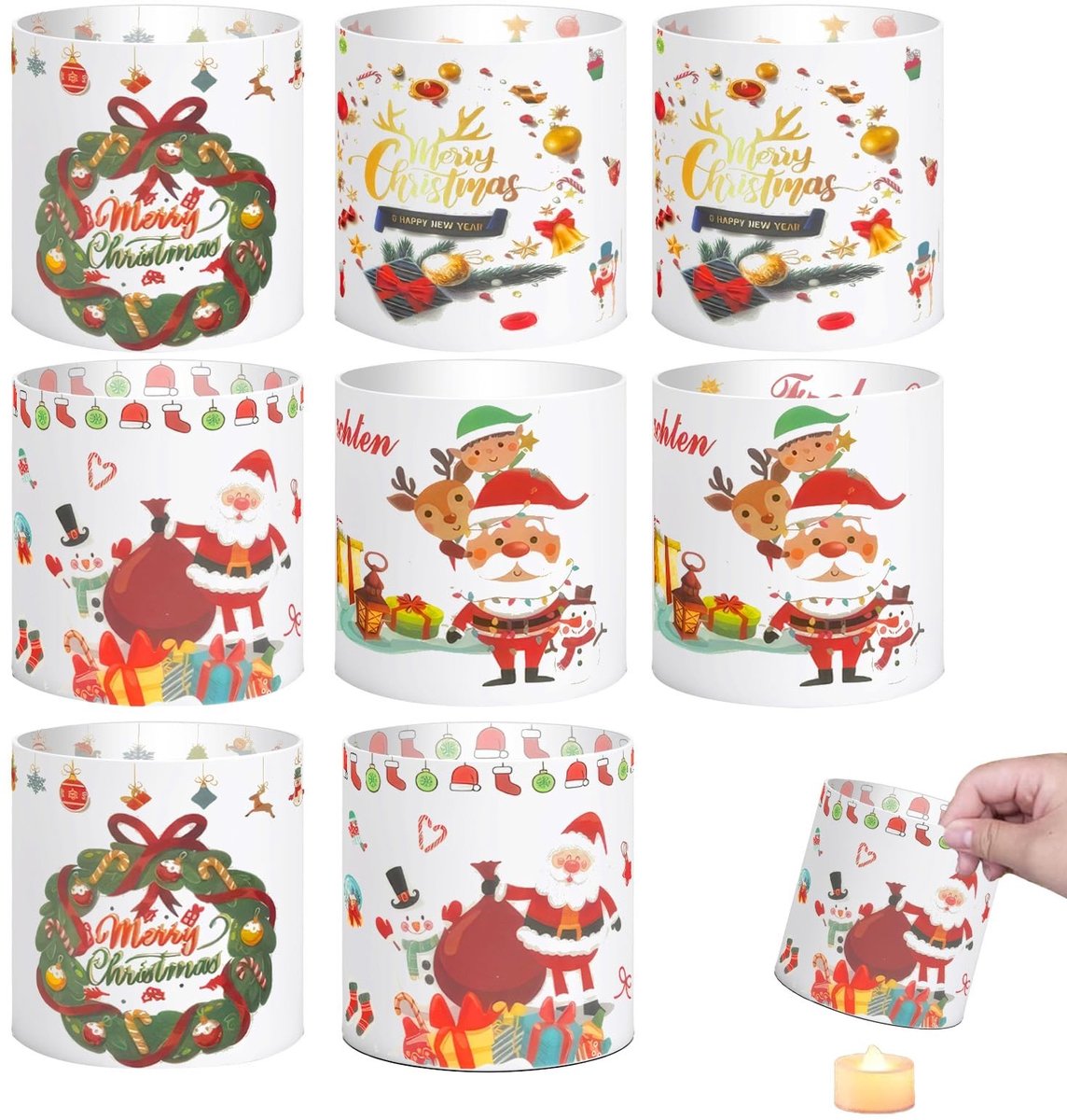 Dailygoods- Kerstlantaarns Decoratief - Kaarsenhouder - Tafeldecoratie - Theelichtjes - Aluminiumfolie - 27 x 10 cm