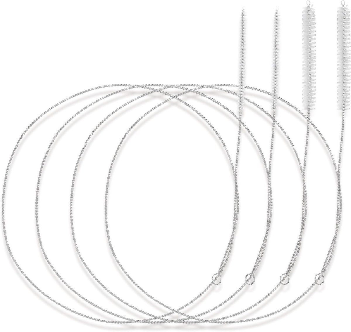 Set van 4 Flexibele Reinigingsborstels voor Lange Buizen - Nylon Borstels voor Afvoer, Koelkast en Keuken