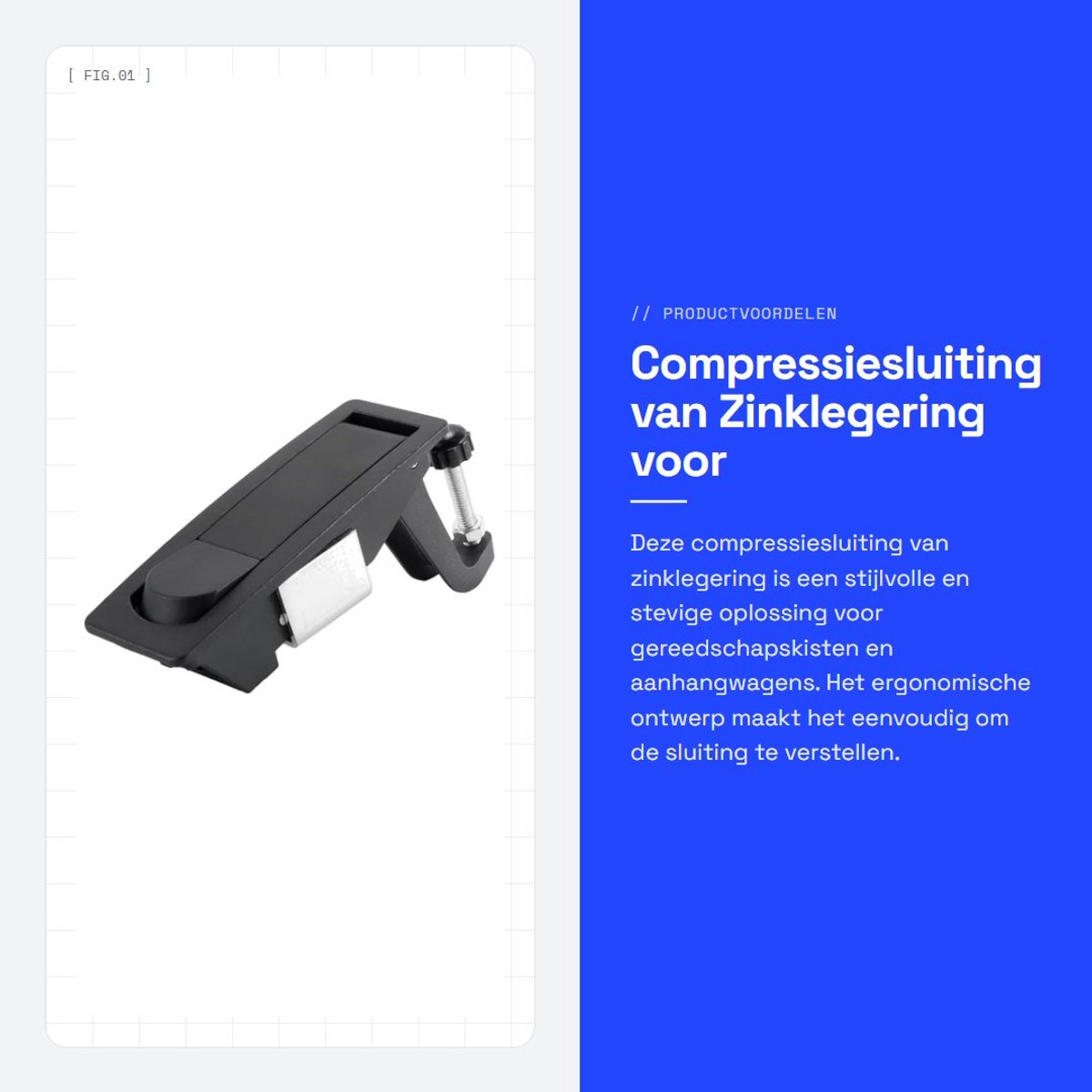 Dailygoods- Ontgrendelingsslot Wrijvingsvrij - Sluiting Gereedschapskisten - Sluiting Aanhangwagens - Sluiting Scheepskasten - Ergonomisch Ontwerp - Eenvoudig te Installeren
