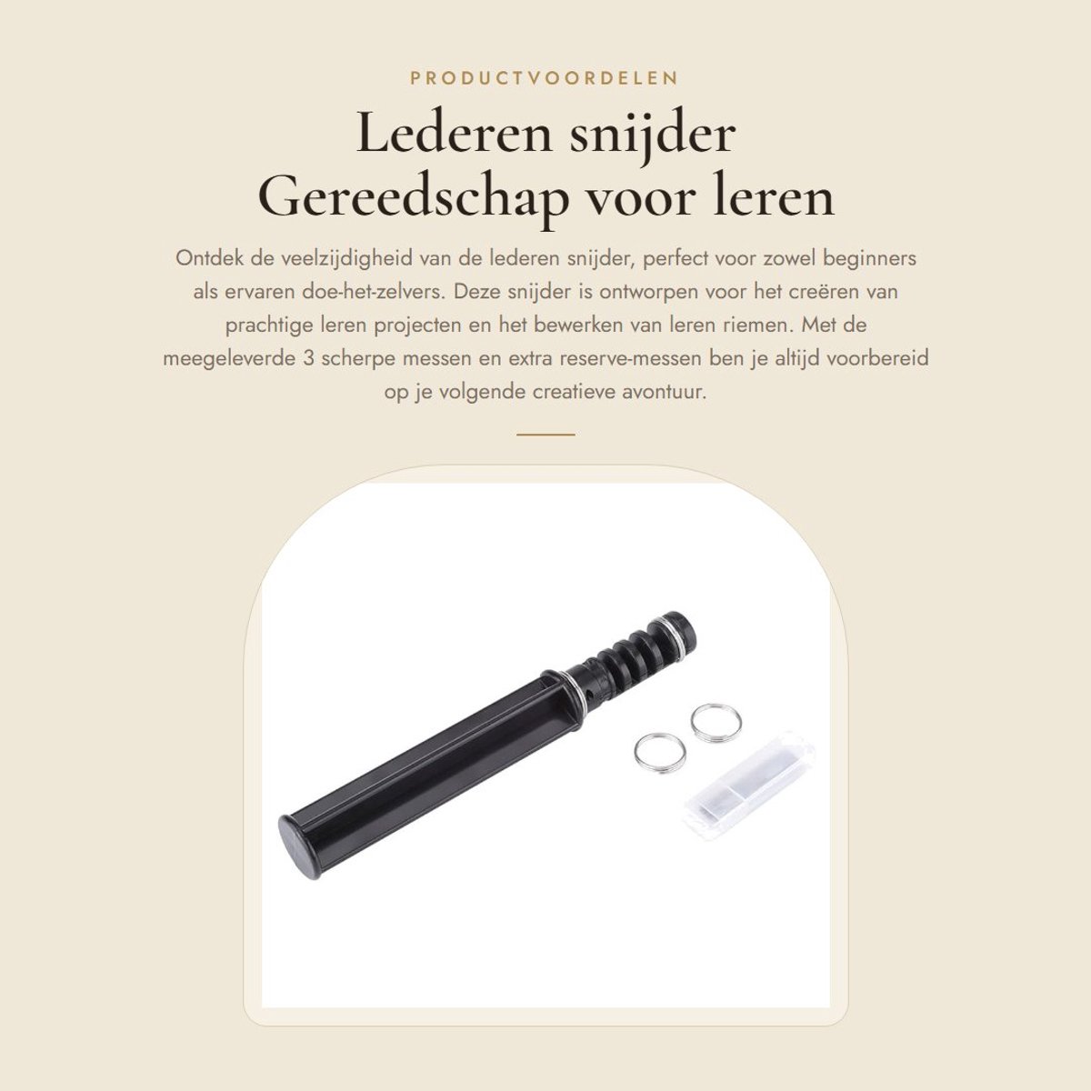 Dailygoods- Lederen Snijder - 3 Messen - Gereedschap voor Leren Riemen - Kunststof/Staal - 155 mm Lengte - 1 Jaar Garantie - Snijgereedschap