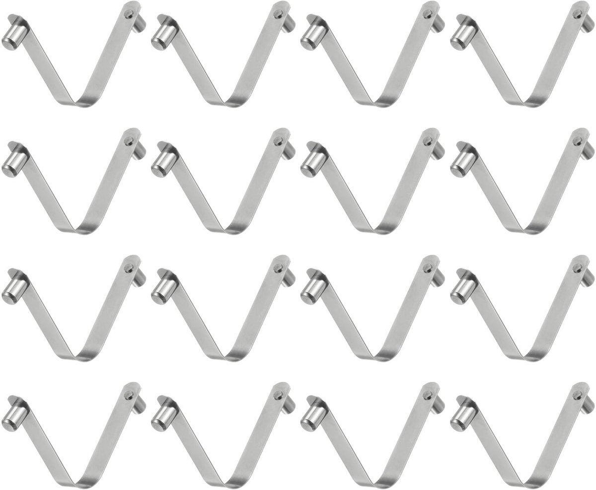 Dailygoods- Veerclip 16 Stuks - Dubbele Knop - Telescopische Vergrendeling - Ronde Buis - Corrosiebestendig - 6 x 8,5 x 49 mm - Peddelclip
