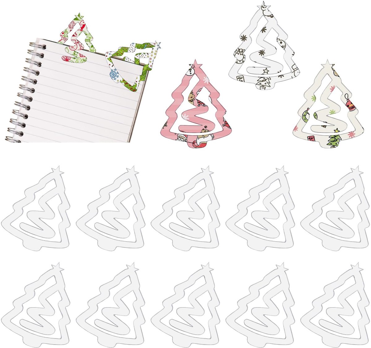 Dailygoods- Paperclips 20 Stuks - Kerstboom - Acryl - Lichtgewicht - Duurzaam - Blanco voor Doe-het-zelf Ambachten - Bladwijzers