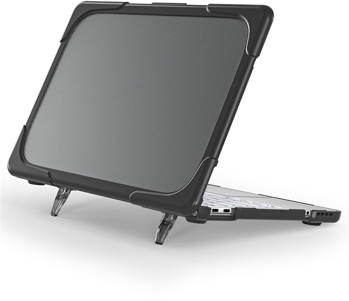 Lunso Geschikt voor MacBook Neo - Armor cover hoes met pootjes - case - Zwart