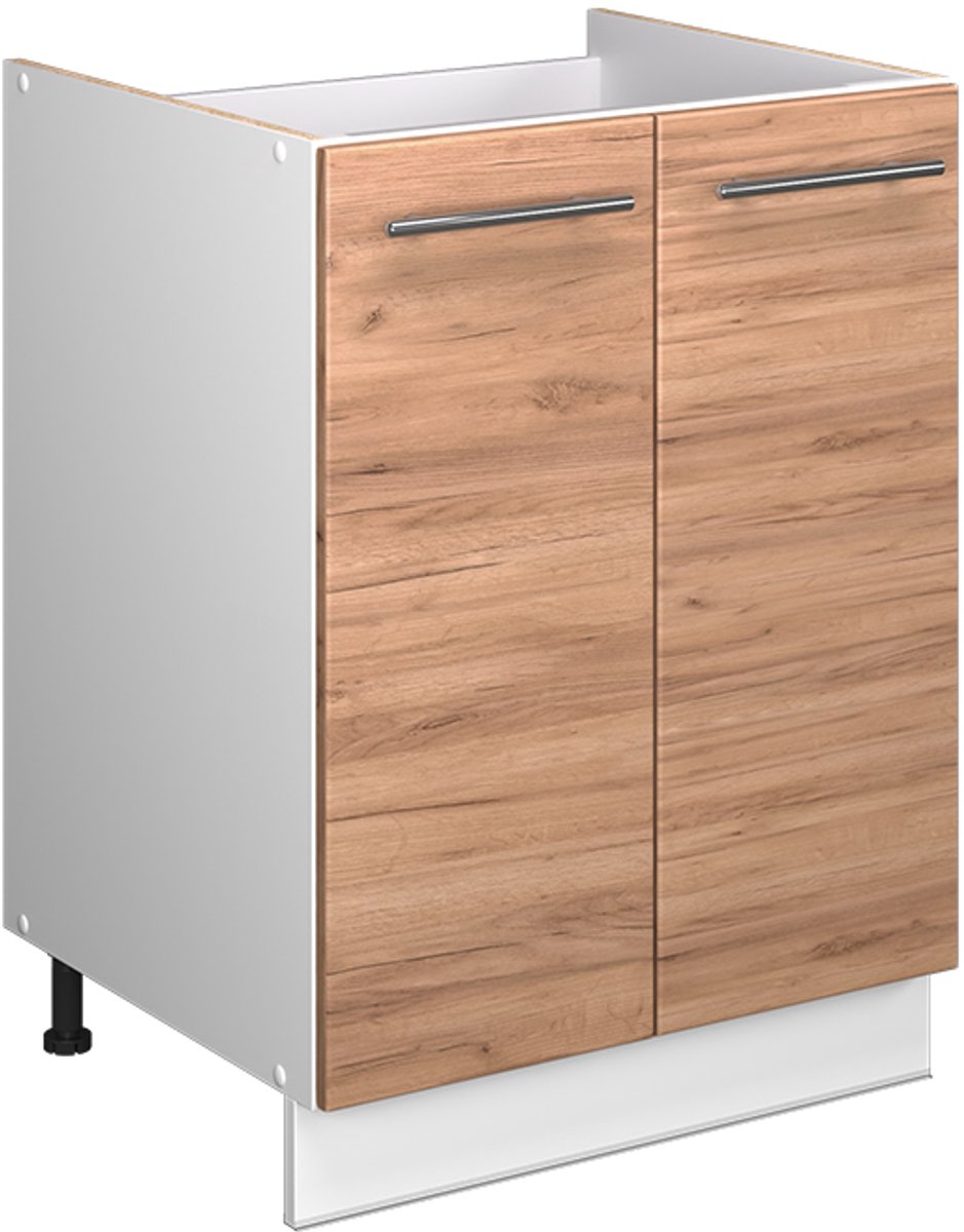 Vicco Wastafelkast Fame-Line, Goudkleurig Eiken/Wit, 60 cm