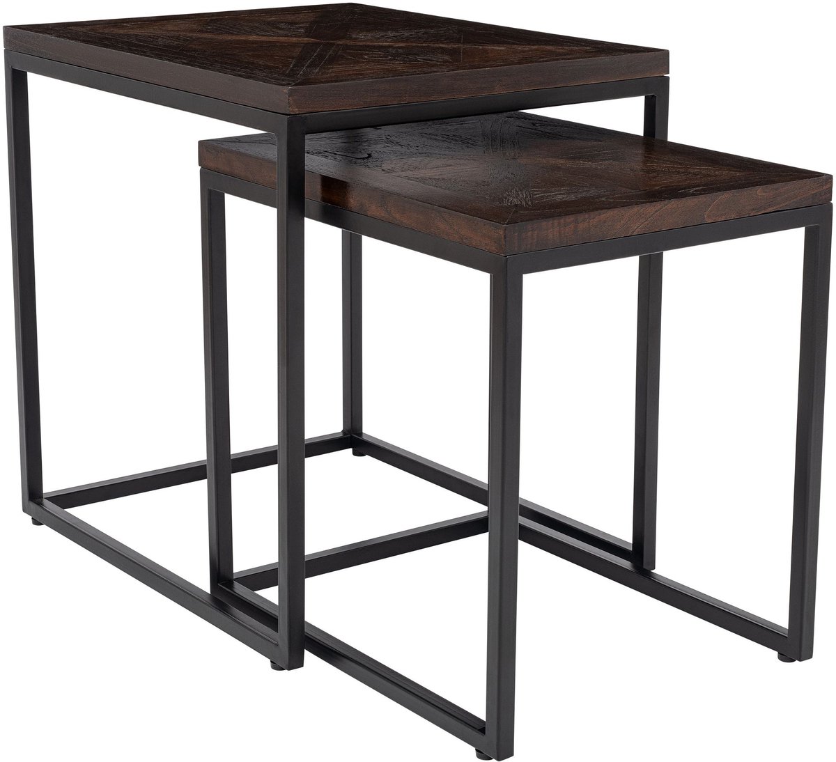 CLP Talero Bijzettafel Set van 2 - Nesttafels - Mindihout - Ruimtebesparend - Metalen frame - Moderne salontafels - bruin