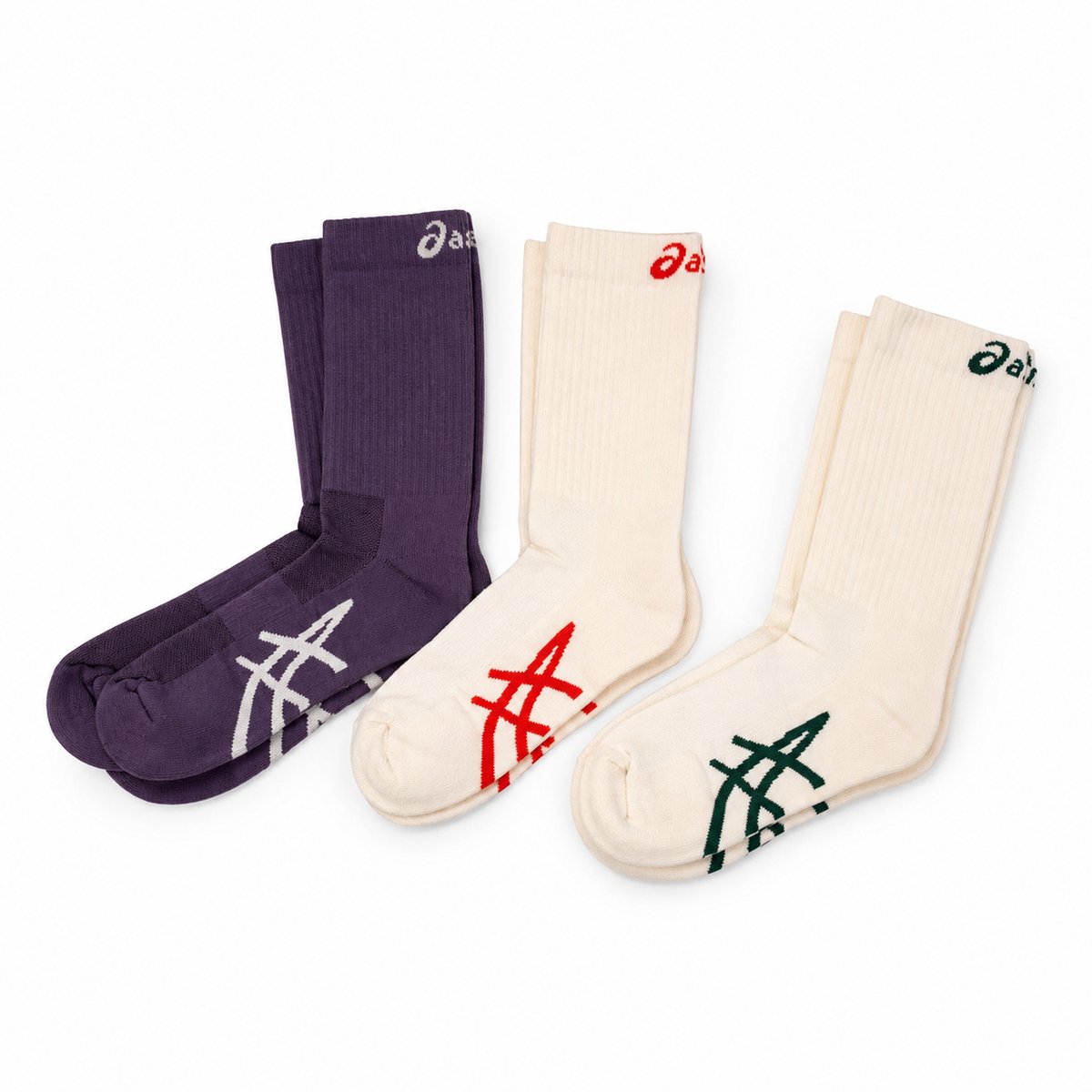ASICS Sports 3PPL Crew Sock Sokken 43-46 Brill /Lavender GR/Rainy L/ R Lavendel 3-Pack Training Paars