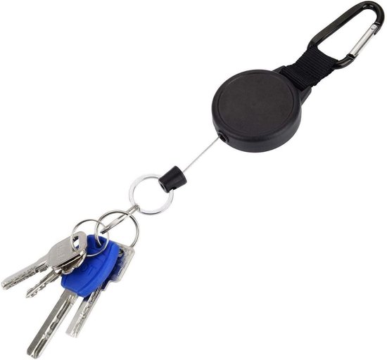 Retractable badge reel met 60 cm stalen draad, zwart, 2 stuks - ideaal voor sleutels, ID-kaarten en toegangspassen — afbeelding 4