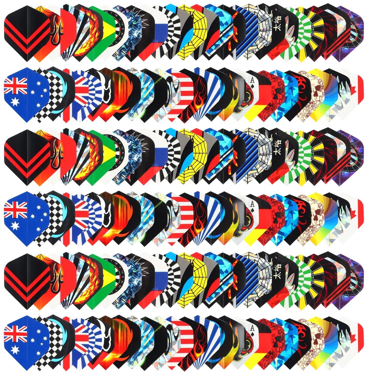 Dailygoods- Dart Flights 50 Sets - Duurzame PET - Vervangingsvleugels - Perfecte Accessoires - Uitrusting voor Dartspellen - Willekeurige Ontwerpen - Dartpijlen