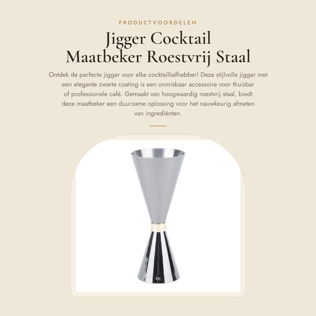 Dailygoods- Jigger Roestvrij Staal - Cocktailmaatje 30/60ml - Bar Accessoire - Herbruikbaar - Voedselveilig - Zwarte Coating - Maatbeker