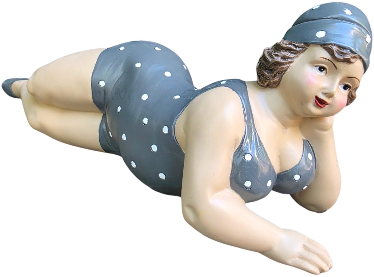 Dailygoods- Tuinfiguur liggend 36 cm - Badenixe - Badvrouw - Tuinbeelden voor buiten - Tuindecoratie zwembad - Weerbestendig kunsthars