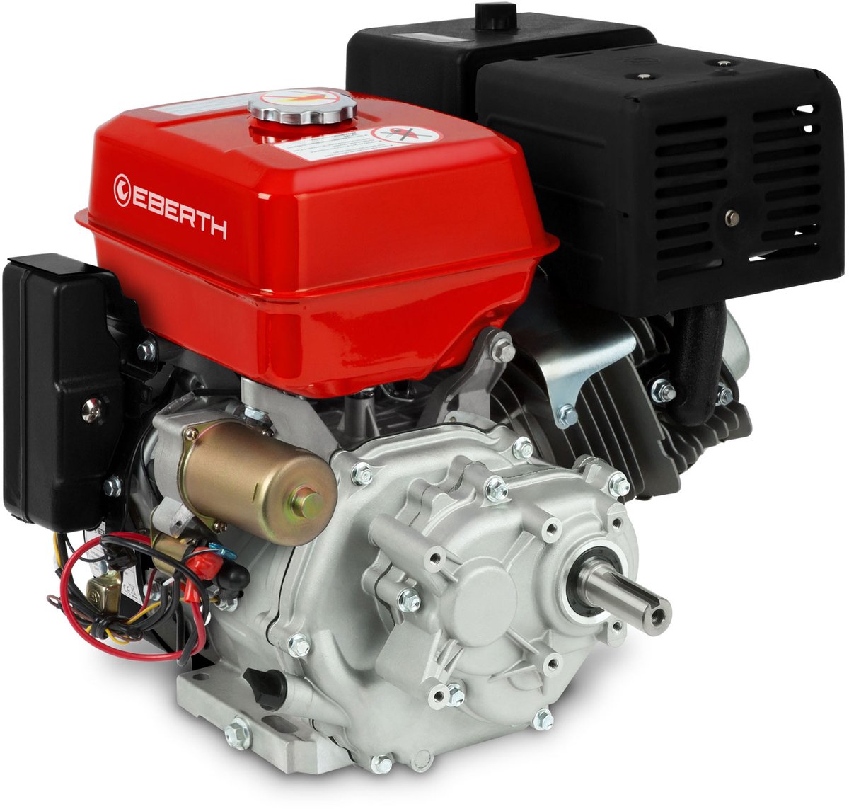 EBERTH 15 pk 11,03 kW benzinemotor, stationaire kartmotor met reductietandwielkast 2:1, elektrische start, benzinemotor met as van 25 mm Ø, oliepeilbeveiliging, 4-takt, 1 cilinder, 420 cc, aandrijfmotor met versnellingsbak