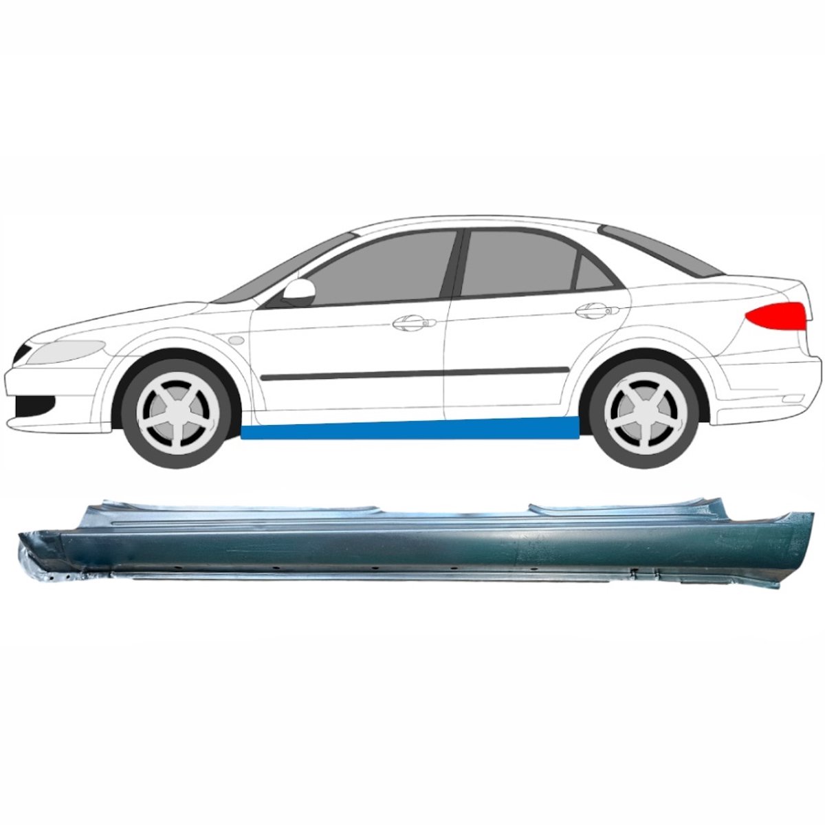 Volledige dorpel voor Mazda 6 GG GY 2002-2007 / Links