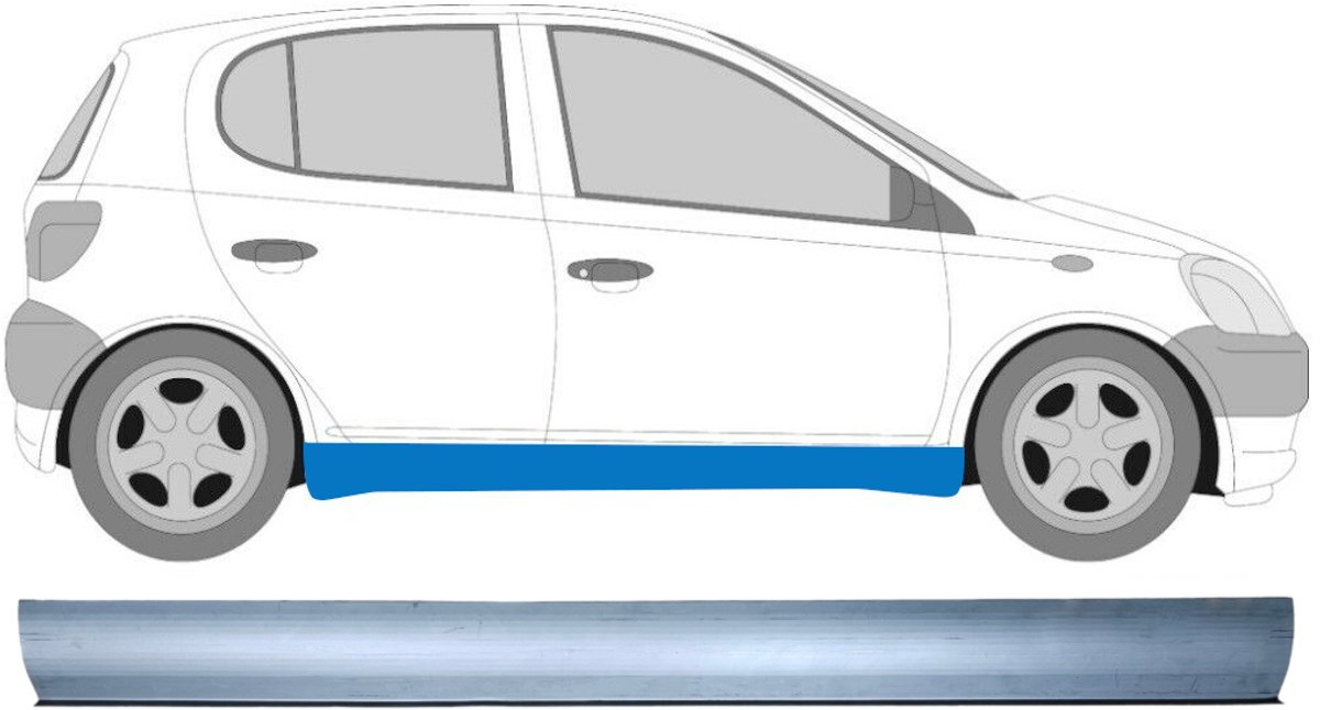 Reparatie dorpel voor Toyota Yaris 1999-2005 / Links = Rechts (symmetrisch)