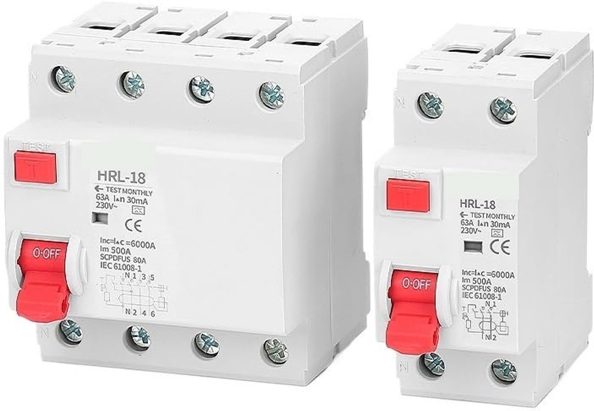 Stroomonderbreker - Veiligheidsschakelaar - Elektrische veiligheid - Type AC - 300 mA - Grijs
