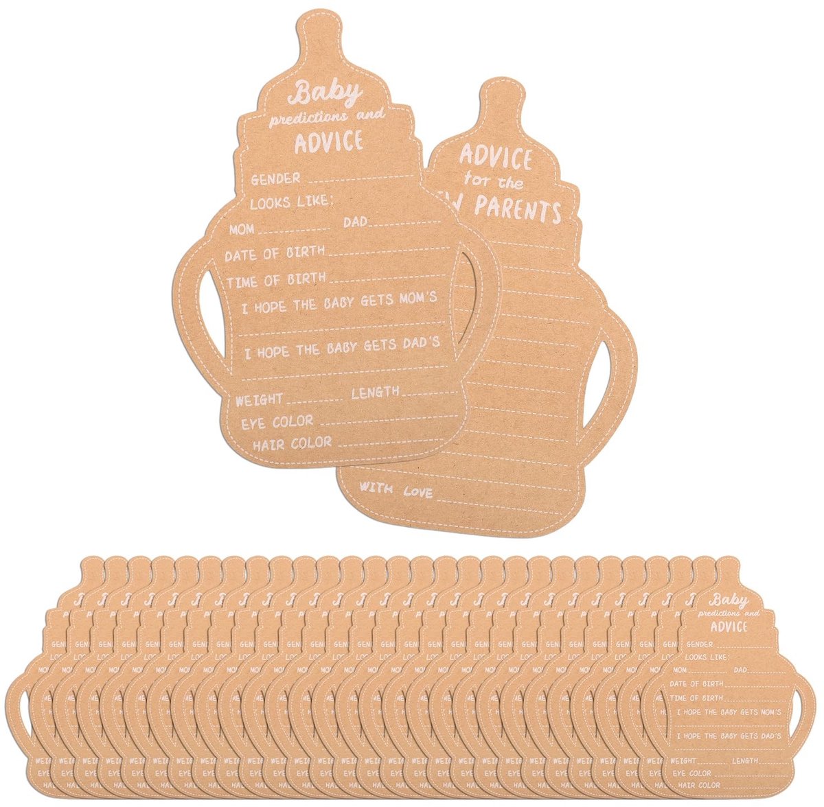 Dailygoods- Babyvoorspellingskaarten Geel - 30 Stuks - Kraftpapier - Babyshoweradvieskaarten - Decoratie - 18x13cm - Babyshowerkaarten