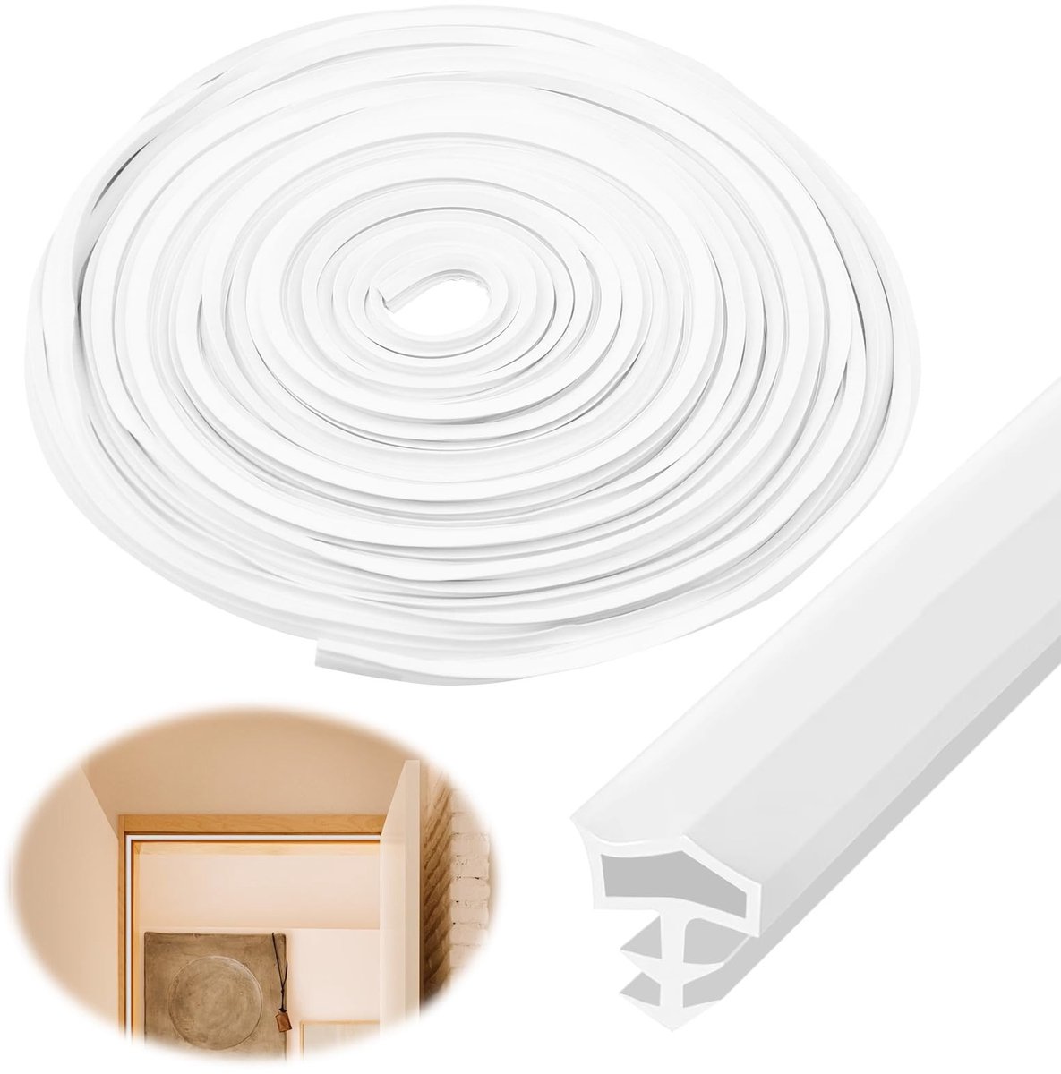 Dailygoods - Witte Deurafdichting van PVC - Geluidsisolatie en Winddicht, 10m