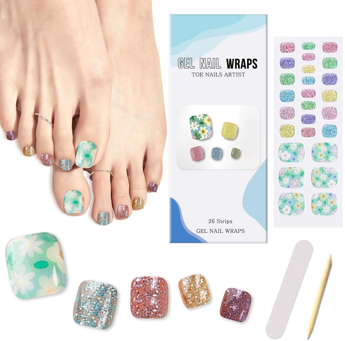 Dailygoods- Teennagel Stickers Volledige Bedekking - Zelfklevend - Gelnagels - Pediwraps - Nagelstickers - 26 Stuks