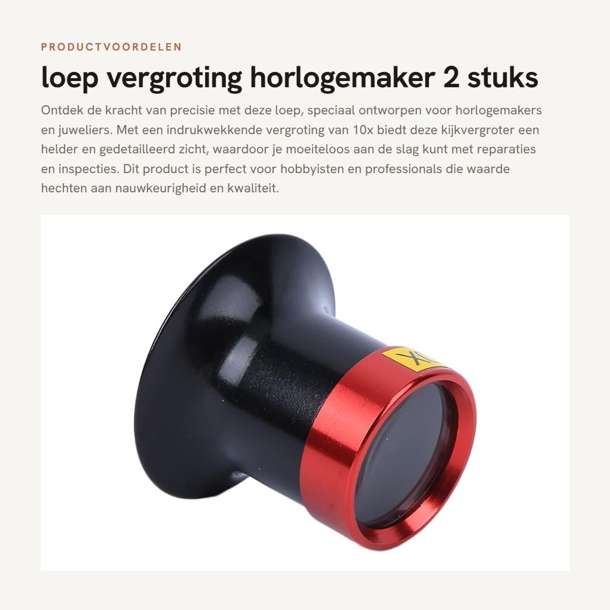 Dailygoods- Loep 10x - Vergrootglas 2 Stuks - Horlogeherstelgereedschap - Aluminiumlegering - Slijtvast - Hoogte 3,2 cm
