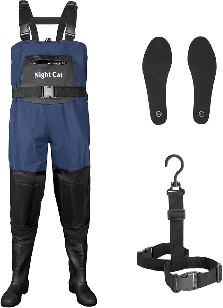 Night Cat Waadbroek Heren Dames Vrouwen Waadbroek met Laarzen Waterdicht Ademende Crosswater Waders Donkerblauw