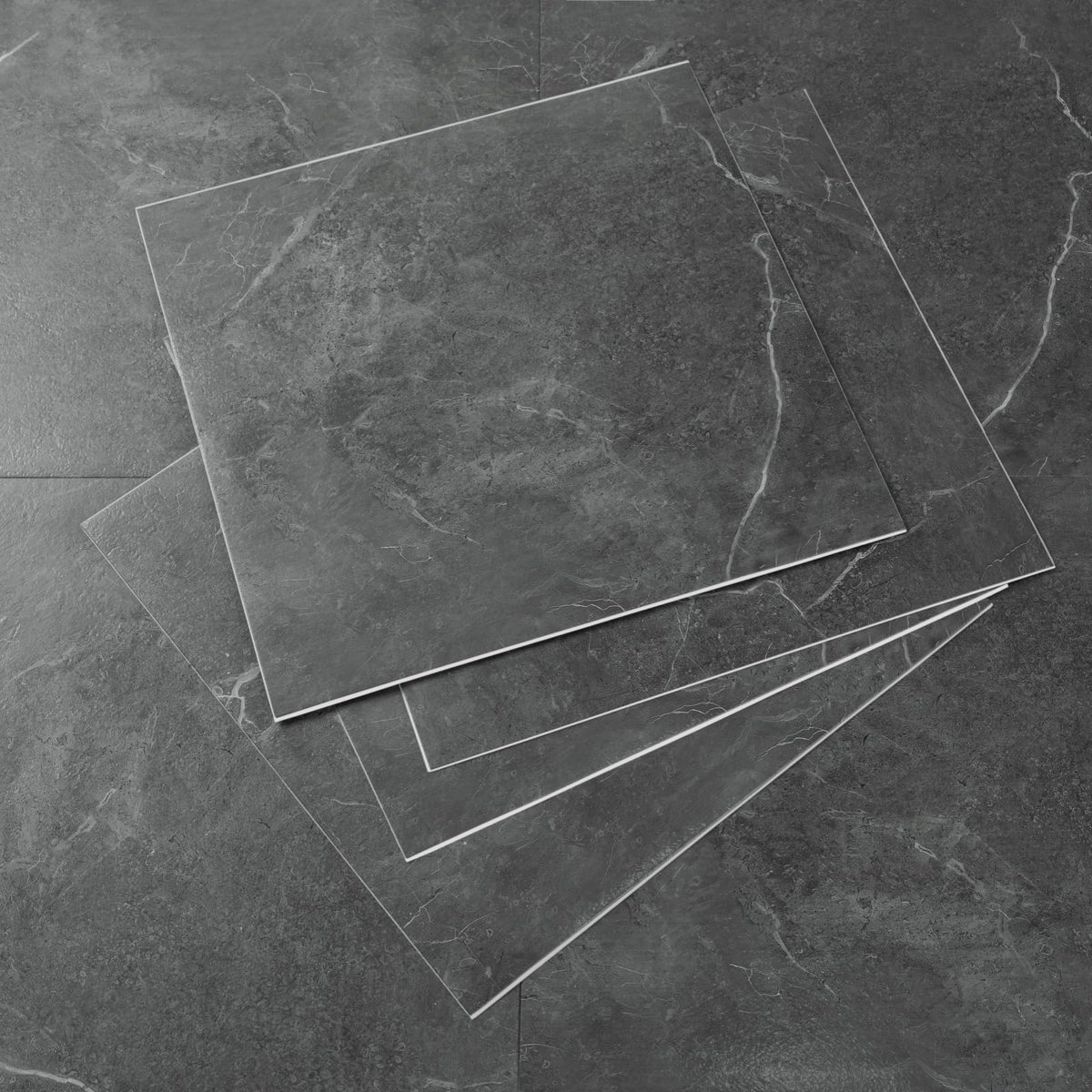 Solidchoice- Vinylvloer Zelfklevend - Waterdicht - Slijtvast - Donkergrijs - Marmereffect - 30 x 30 cm - 20 Stuks - Vloertegels