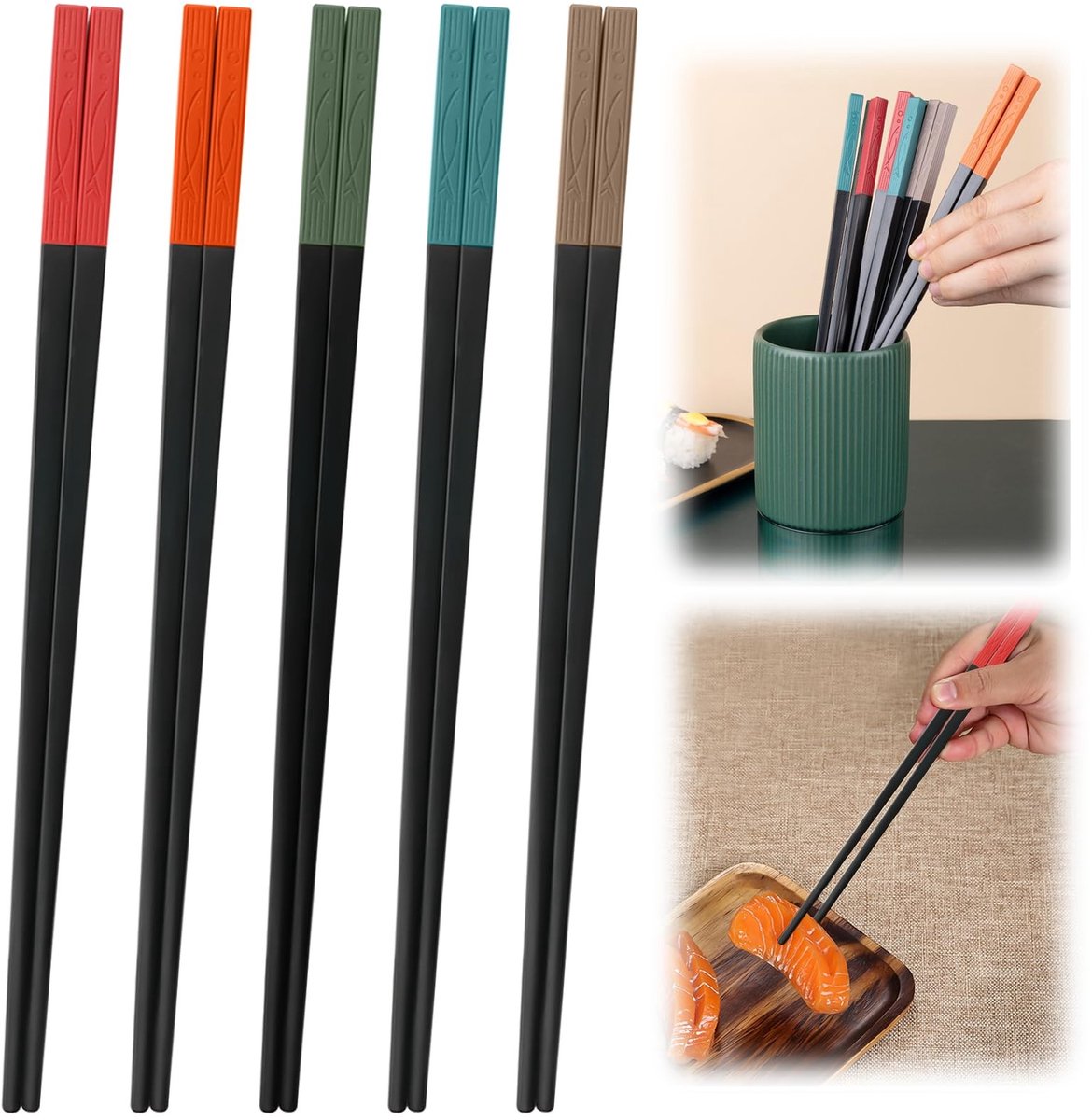 Solidchoice- Sushi-Stokjes Herbruikbaar - Eetstokjes - Eetstokjes Houder - 24 cm - Gepersonaliseerd - Geschikt voor Vaatwasser