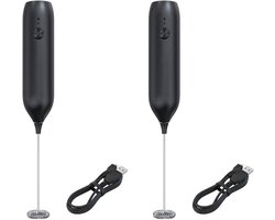 Elektrische Opschuimer - Koffie Mixer - Drankjes Maken - USB Oplaadbaar - 2 Stuks - Zwart