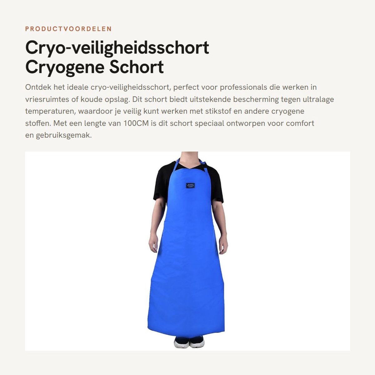 Solidchoice- Cryoveiligheidsschort Met Ultralage Temperatuur - Cryogene Veiligheidsuitrusting - Stikstofbeschermende Schort - Koude Opslag - 100CM - Drie Lagen Isolatiemateriaal - Veiligheidsschort