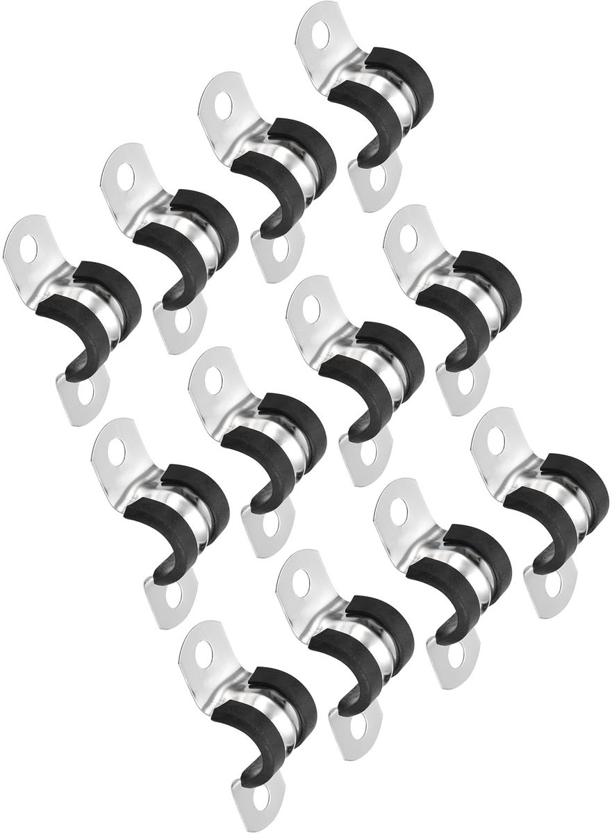 Solidchoice - Kabelklem - Roestvrij staal - Duurzaam en corrosiebestendig - 14 mm - U-vormige metalen klem - Bevestiging buis en draad - 12 stuks