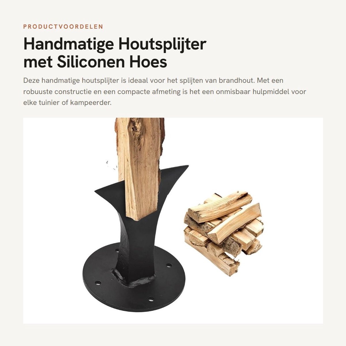 Solidchoice- Houtsplijter Robuuste Constructie - Handmatige Houtsplijter - Kloofwig - Houtsplijter voor Brandhout - Compact en Duurzaam - Inclusief Montagegaten - Houtkliever