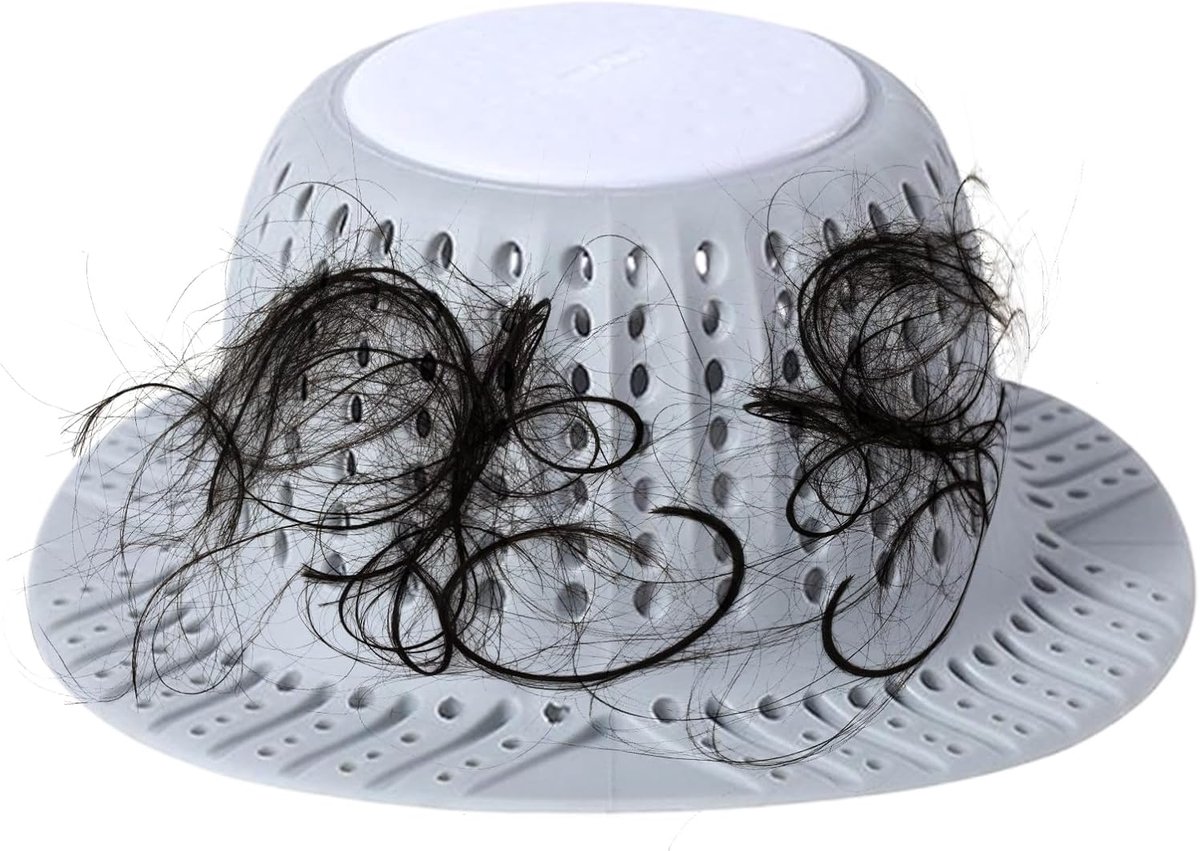 Haar Afvoervanger - Douche Stopper - Douche Goed - Voorkomt Verstopping - 12x5 cm - Grijs