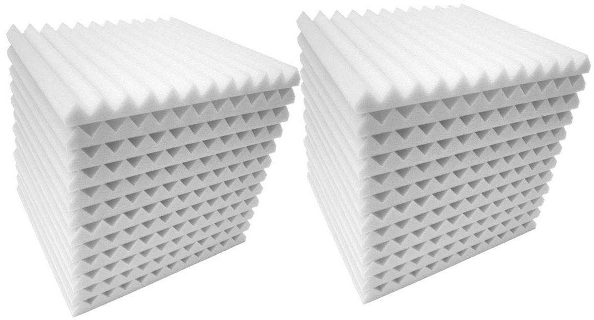 Akoestische Panelen - Geluidsisolatie Tegels - Studio Geluid - Driehoekige Groeven - 24 Stuks - Wit