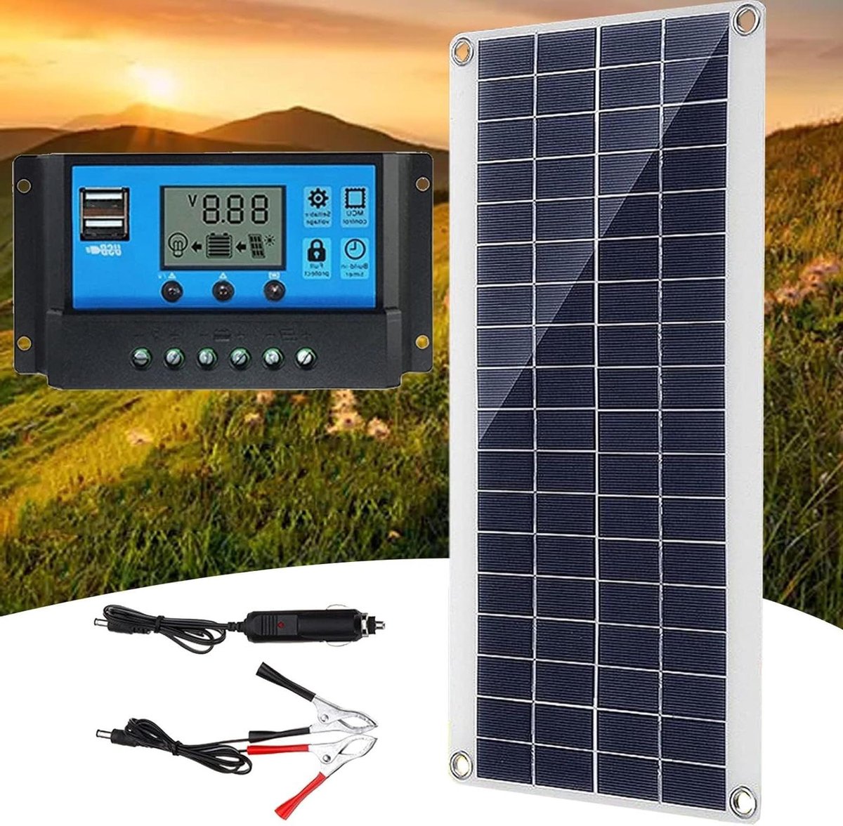 Zonnepaneel Kit - Zonnecel Module - Energie Opwekken - Hoge Efficiëntie - 300W - Zwart