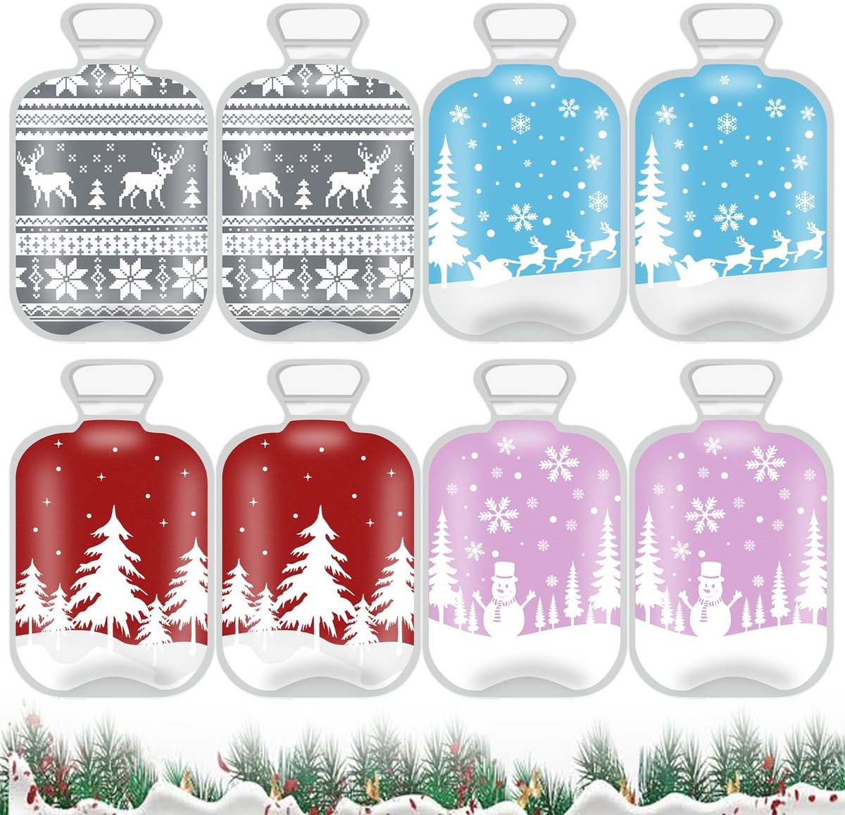 Dailygoods- Handwarmers Oplaadbaar - Herbruikbaar - Set van 8 Stuks - Zakwarmers voor Kinderen - Warmtepads met Kerstthema - Ideaal voor Koude Dagen - Warmteknuffels