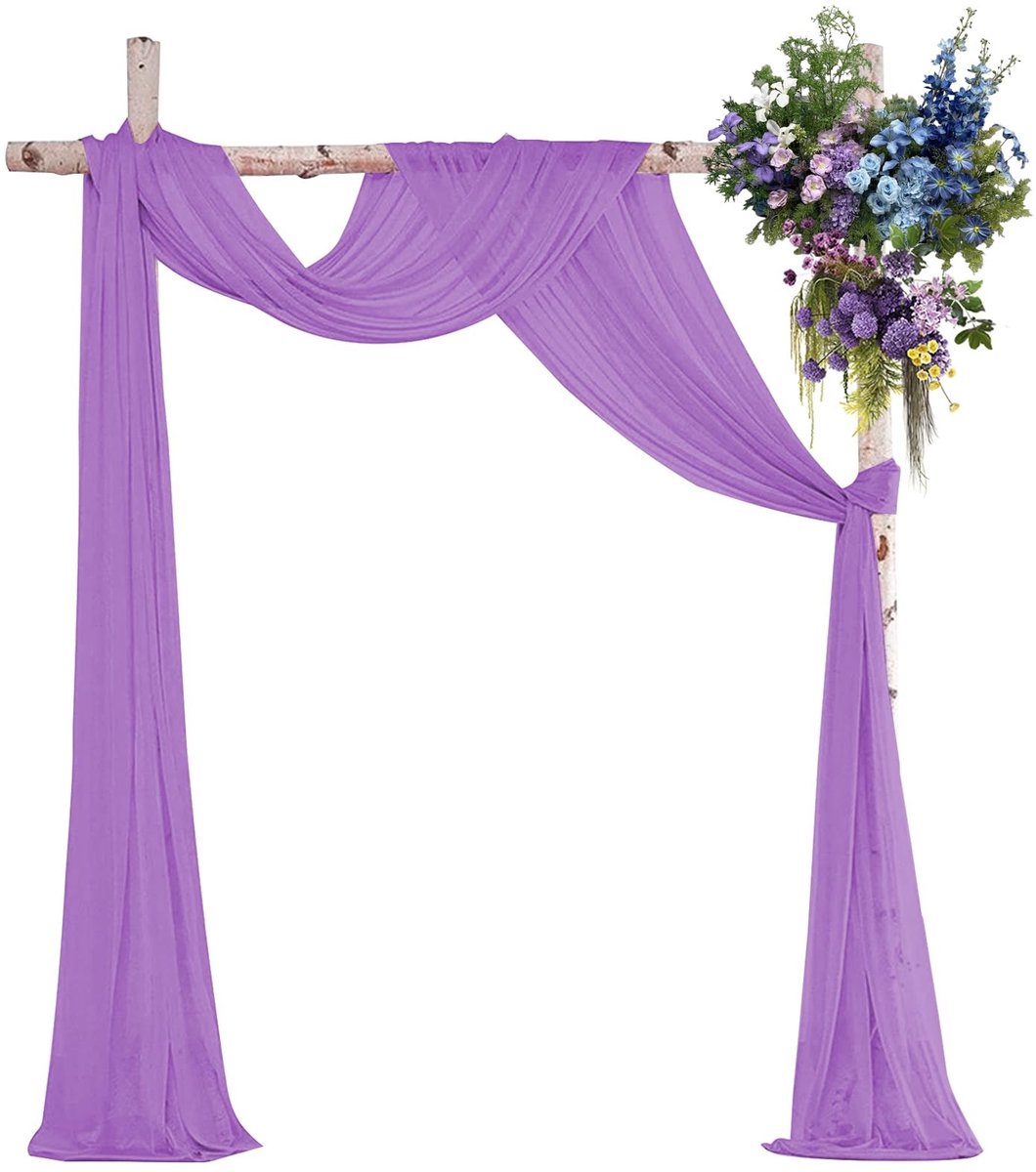 Dailygoods- Bruiloftsboog 75 x 600 cm - Chiffon-tule - Romantische decoratie - Outdoor/indoor - Lichtgewicht 300 g - Eenvoudig onderhoud - Decoratiestof