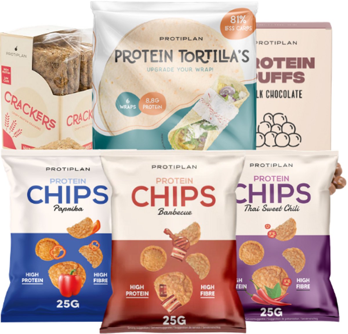 Protiplan | Mix Hartige & Zoete Snacks | Voordeelpakket | 6 soorten borrelhapjes