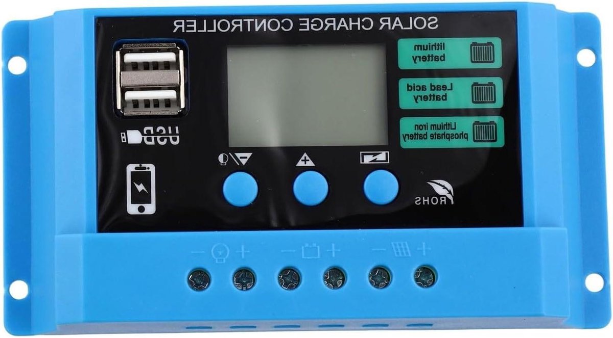 Solar Laadregelaar - PWM Regulator - Accu Beheer - Automatische Spanning Herkenning - 10A - Zwart