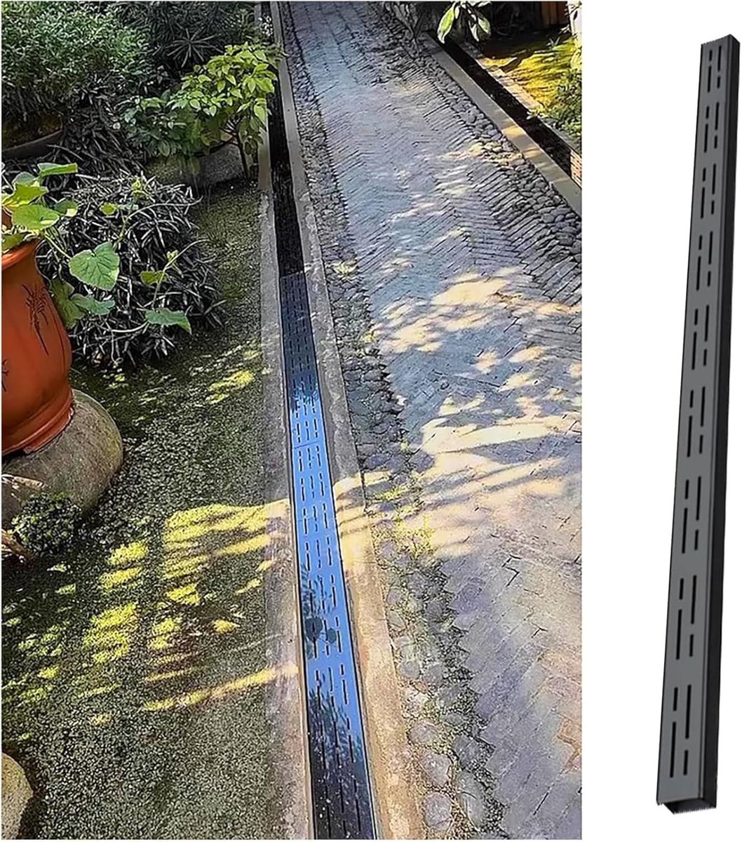 Afvoergoot - Drainagekanaal - Water Afvoeren - Roestvrij Staal - 100 cm - Zwart