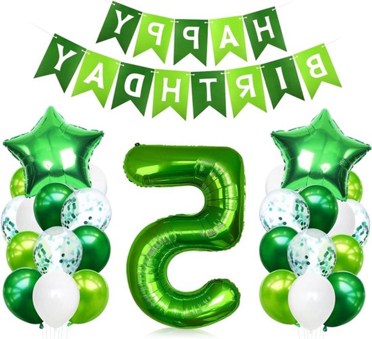 Grote folieballon groen cijfer 5 verjaardagsdecoratie - Allecto Plus