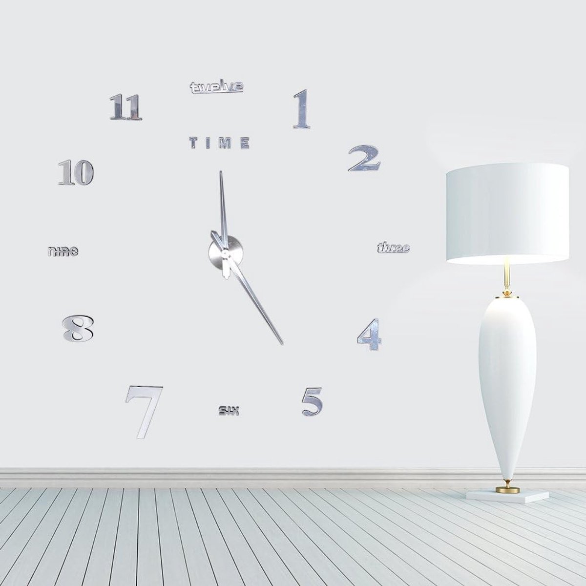 DIY 3D Wandklok met Spiegel Effect, Stille Beweging en Zelfklevende Wanddecoratie voor Woo