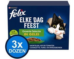 3x Felix - Elke Dag Feest Groente Selectie in Gelei - Kattenvoer Natvoer - doos 12x85g