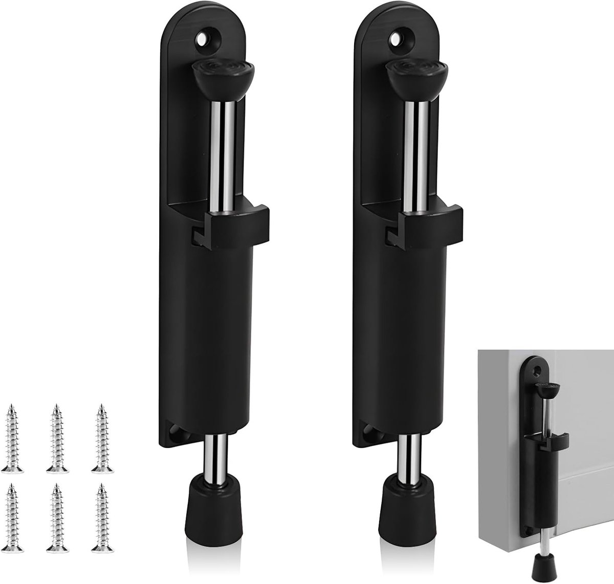 Deurstoppers - Deurhouders Deurvastzetters - Winddicht Houden - Handsfree Bediening - 2 Stuks - Zwart