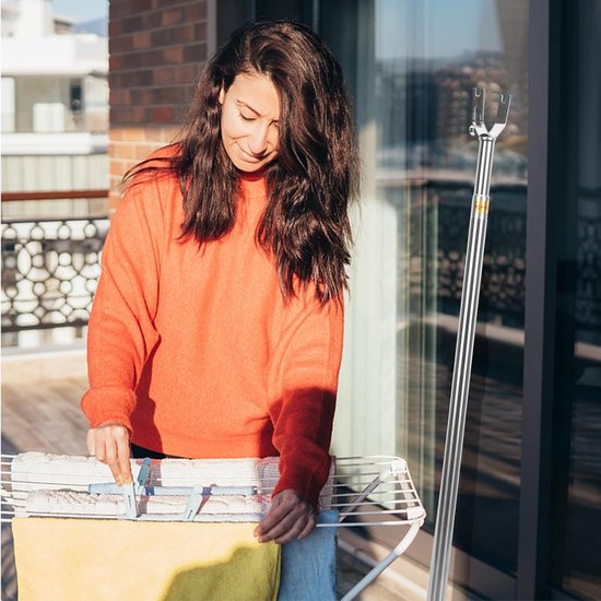 Uitschuifbare Waslijn - Telescopische Stok - Kleding Drogen - Robuuste Constructie - 115 cm - Zilver — afbeelding 5