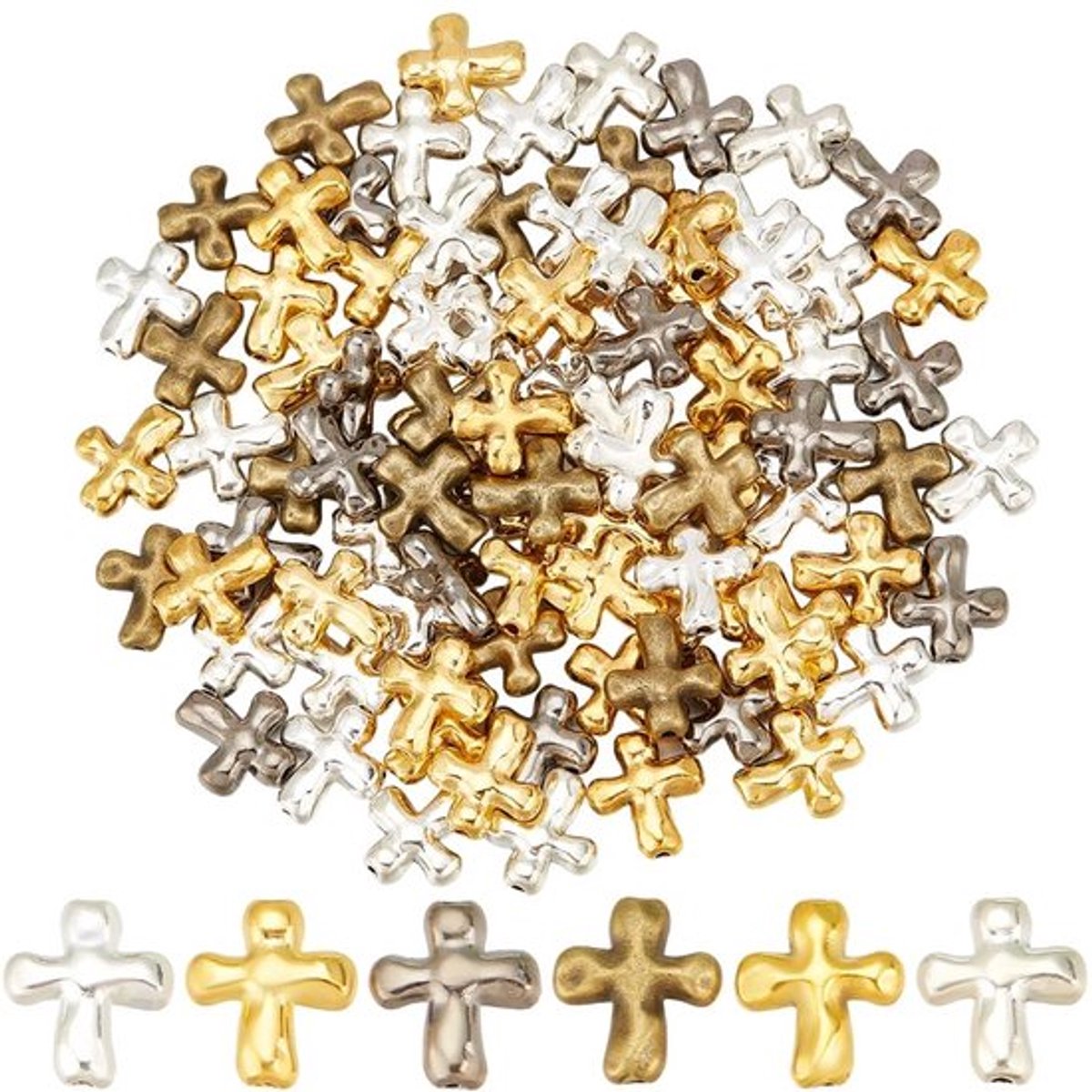 Zeynomax - Kruisvormige Spacer Kralen - DIY Armbanden - 6 Kleuren - Metalen