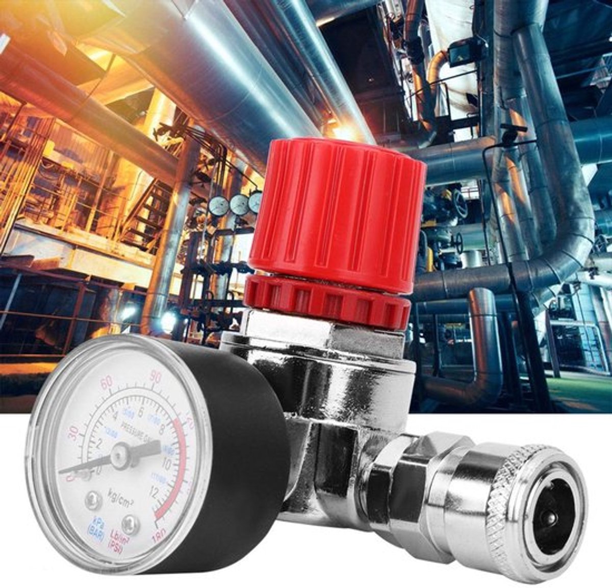 Manometer en drukregelaar voor pistoncompressor van Socobeta