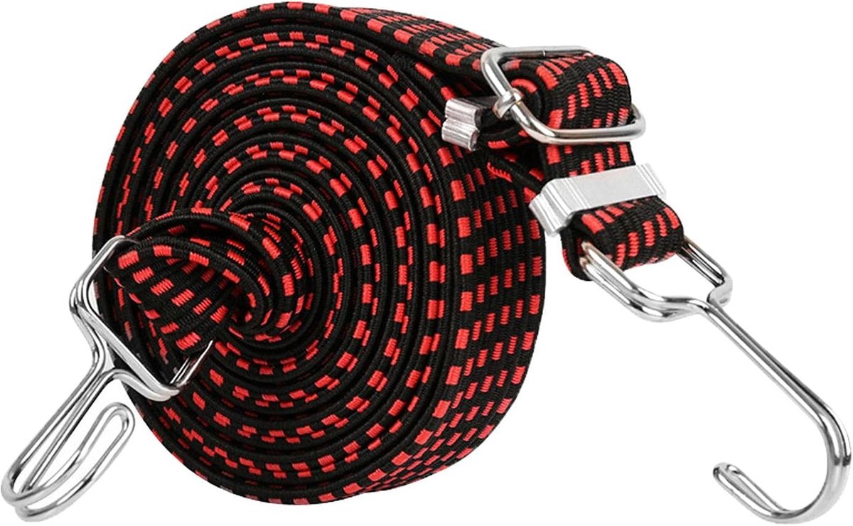 Platte Bungee Koorden - Elastisch Touw - Bagage Bevestigen - Extra Brede Band - 1 Meter - Rood