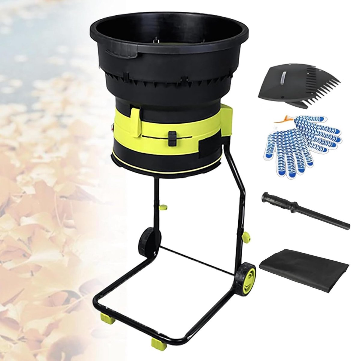 Elektrische Bladhakselaar - Draagbare Tuin Mulcher - Tuinafval Verwerken - Veilig Zonder Messen - 54 cm Trechter - Zwart